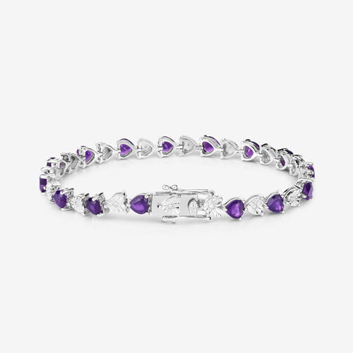 6.59 Carat Genuine Amethyst and White Diamond .925 Sterling Silver Bracelet Bids.com