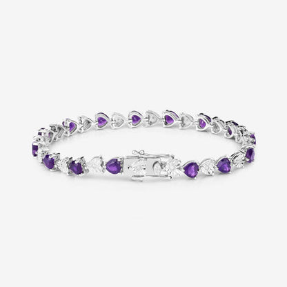 6.59 Carat Genuine Amethyst and White Diamond .925 Sterling Silver Bracelet Bids.com