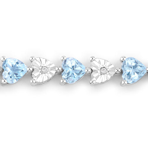 7.64 Carat Genuine Blue Topaz and White Diamond .925 Sterling Silver Bracelet Bids.com