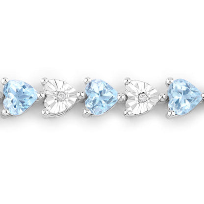 7.64 Carat Genuine Blue Topaz and White Diamond .925 Sterling Silver Bracelet Bids.com