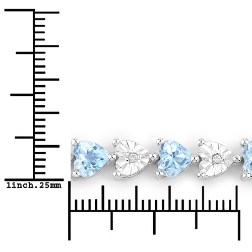 7.64 Carat Genuine Blue Topaz and White Diamond .925 Sterling Silver Bracelet Bids.com
