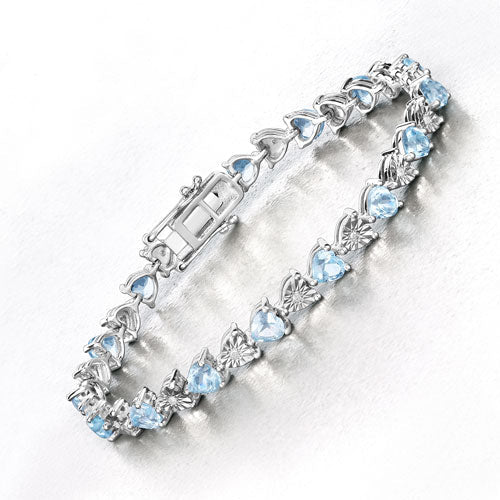 7.64 Carat Genuine Blue Topaz and White Diamond .925 Sterling Silver Bracelet Bids.com