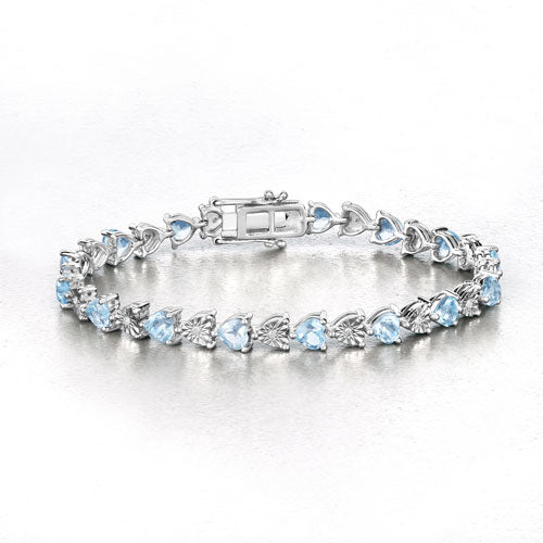 7.64 Carat Genuine Blue Topaz and White Diamond .925 Sterling Silver Bracelet Bids.com