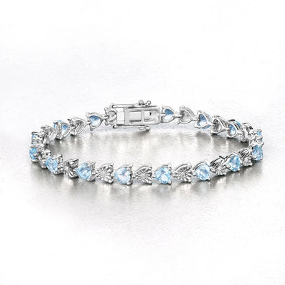 7.64 Carat Genuine Blue Topaz and White Diamond .925 Sterling Silver Bracelet Bids.com