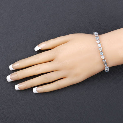7.64 Carat Genuine Blue Topaz and White Diamond .925 Sterling Silver Bracelet Bids.com