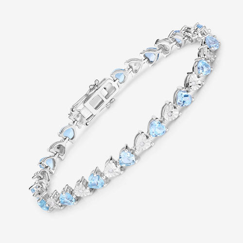7.64 Carat Genuine Blue Topaz and White Diamond .925 Sterling Silver Bracelet Bids.com