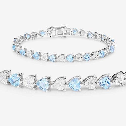 7.64 Carat Genuine Blue Topaz and White Diamond .925 Sterling Silver Bracelet Bids.com