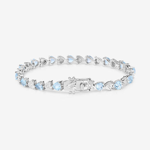 7.64 Carat Genuine Blue Topaz and White Diamond .925 Sterling Silver Bracelet Bids.com
