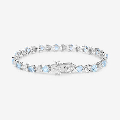 7.64 Carat Genuine Blue Topaz and White Diamond .925 Sterling Silver Bracelet Bids.com