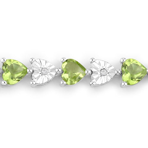 6.74 Carat Genuine Peridot and White Diamond .925 Sterling Silver Bracelet Bids.com