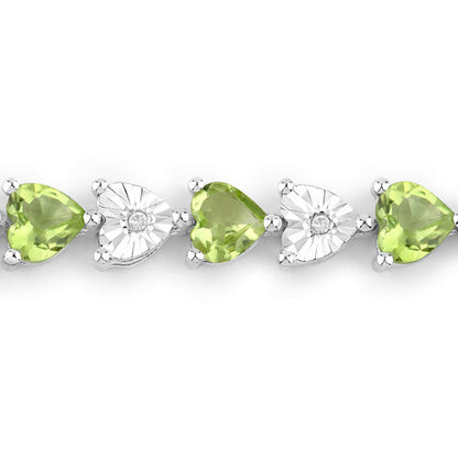 6.74 Carat Genuine Peridot and White Diamond .925 Sterling Silver Bracelet Bids.com