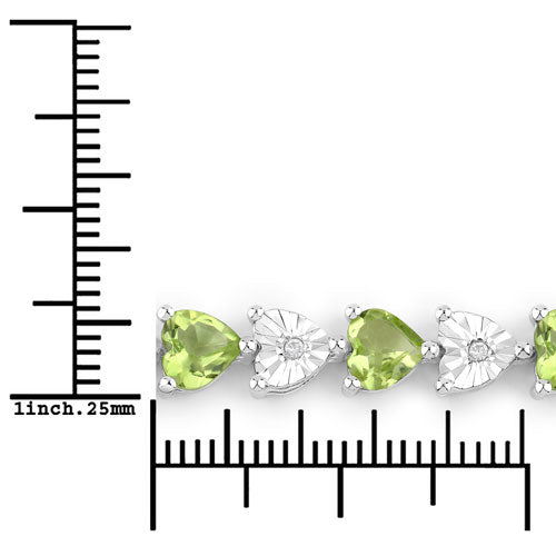 6.74 Carat Genuine Peridot and White Diamond .925 Sterling Silver Bracelet Bids.com
