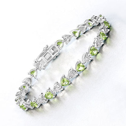 6.74 Carat Genuine Peridot and White Diamond .925 Sterling Silver Bracelet Bids.com