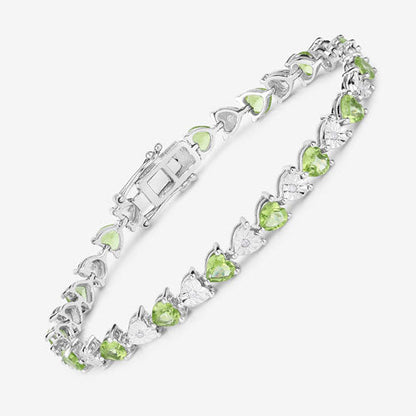 6.74 Carat Genuine Peridot and White Diamond .925 Sterling Silver Bracelet Bids.com