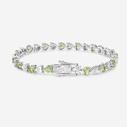 6.74 Carat Genuine Peridot and White Diamond .925 Sterling Silver Bracelet Bids.com
