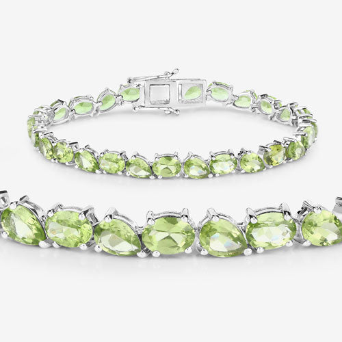 21.37 Carat Genuine Peridot .925 Sterling Silver Bracelet Bids.com