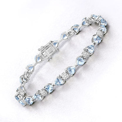 7.36 Carat Genuine Aquamarine and White Diamond .925 Sterling Silver Bracelet Bids.com