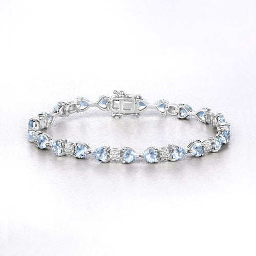 7.36 Carat Genuine Aquamarine and White Diamond .925 Sterling Silver Bracelet Bids.com