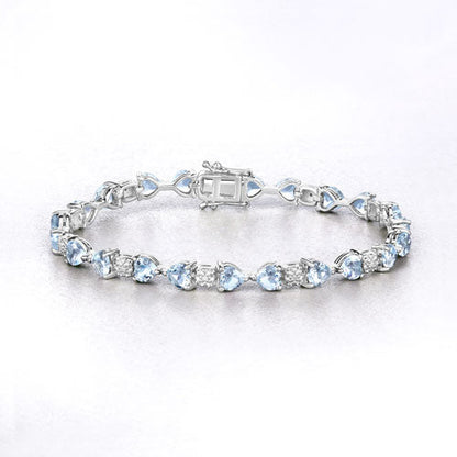 7.36 Carat Genuine Aquamarine and White Diamond .925 Sterling Silver Bracelet Bids.com