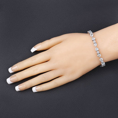 7.36 Carat Genuine Aquamarine and White Diamond .925 Sterling Silver Bracelet Bids.com
