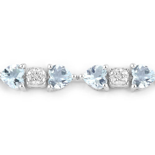 7.36 Carat Genuine Aquamarine and White Diamond .925 Sterling Silver Bracelet Bids.com