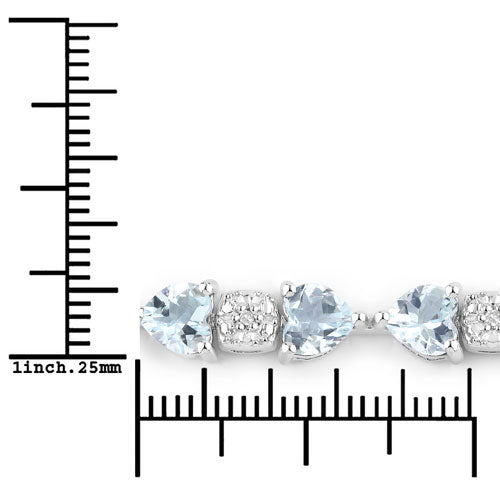 7.36 Carat Genuine Aquamarine and White Diamond .925 Sterling Silver Bracelet Bids.com