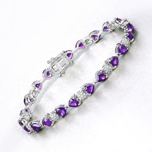 9.56 Carat Genuine Amethyst and White Diamond .925 Sterling Silver Bracelet Bids.com