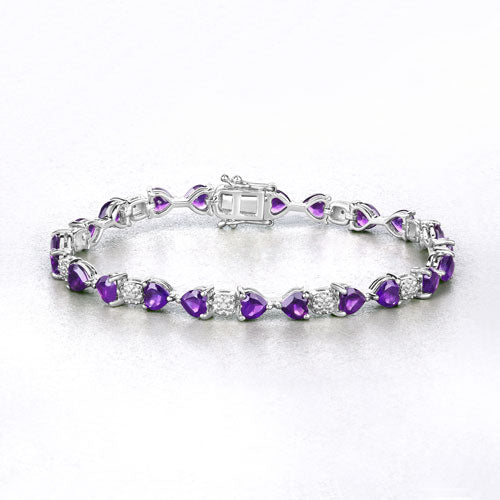 9.56 Carat Genuine Amethyst and White Diamond .925 Sterling Silver Bracelet Bids.com