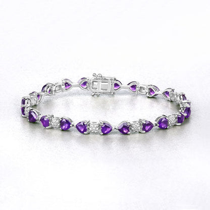 9.56 Carat Genuine Amethyst and White Diamond .925 Sterling Silver Bracelet Bids.com