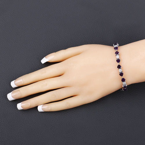 9.56 Carat Genuine Amethyst and White Diamond .925 Sterling Silver Bracelet Bids.com