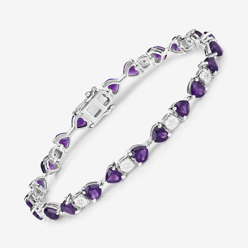 9.56 Carat Genuine Amethyst and White Diamond .925 Sterling Silver Bracelet Bids.com