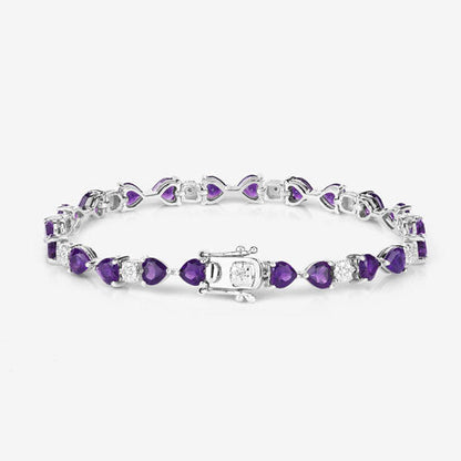 9.56 Carat Genuine Amethyst and White Diamond .925 Sterling Silver Bracelet Bids.com