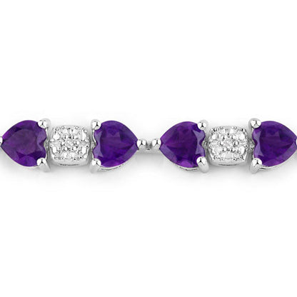 9.56 Carat Genuine Amethyst and White Diamond .925 Sterling Silver Bracelet Bids.com