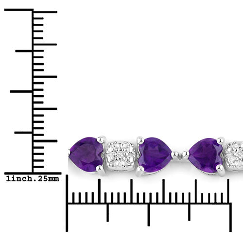 9.56 Carat Genuine Amethyst and White Diamond .925 Sterling Silver Bracelet Bids.com