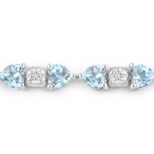 11.10 Carat Genuine Blue Topaz and White Diamond .925 Sterling Silver Bracelet Bids.com