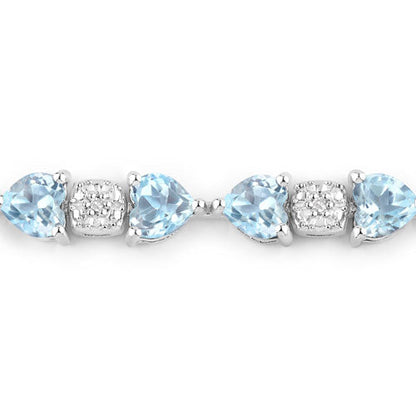 11.10 Carat Genuine Blue Topaz and White Diamond .925 Sterling Silver Bracelet Bids.com