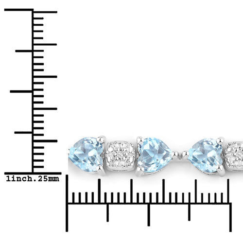 11.10 Carat Genuine Blue Topaz and White Diamond .925 Sterling Silver Bracelet Bids.com