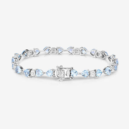 11.10 Carat Genuine Blue Topaz and White Diamond .925 Sterling Silver Bracelet Bids.com