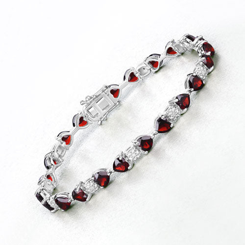 11.10 Carat Genuine Garnet and White Diamond .925 Sterling Silver Bracelet Bids.com