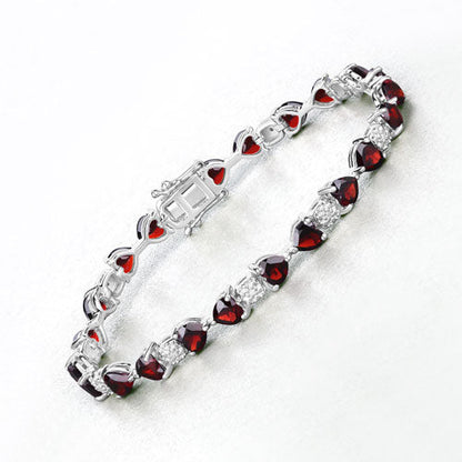11.10 Carat Genuine Garnet and White Diamond .925 Sterling Silver Bracelet Bids.com