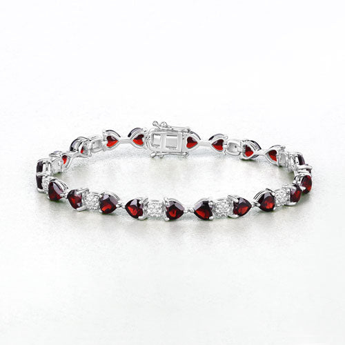 11.10 Carat Genuine Garnet and White Diamond .925 Sterling Silver Bracelet Bids.com