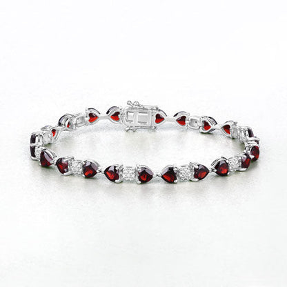 11.10 Carat Genuine Garnet and White Diamond .925 Sterling Silver Bracelet Bids.com