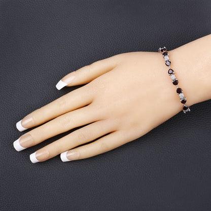 11.10 Carat Genuine Garnet and White Diamond .925 Sterling Silver Bracelet Bids.com