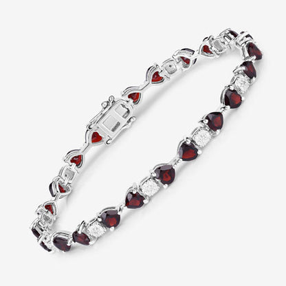 11.10 Carat Genuine Garnet and White Diamond .925 Sterling Silver Bracelet Bids.com