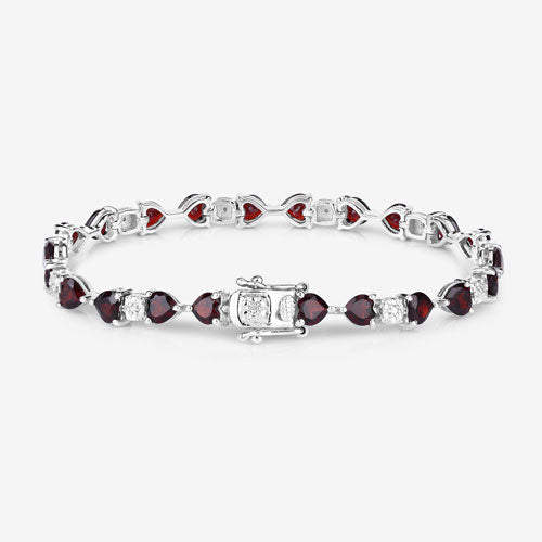 11.10 Carat Genuine Garnet and White Diamond .925 Sterling Silver Bracelet Bids.com