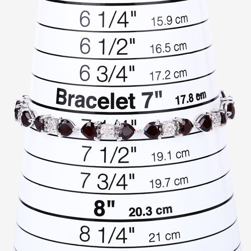 11.10 Carat Genuine Garnet and White Diamond .925 Sterling Silver Bracelet Bids.com