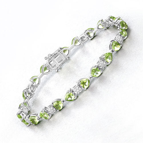 9.78 Carat Genuine Peridot and White Diamond .925 Sterling Silver Bracelet Bids.com