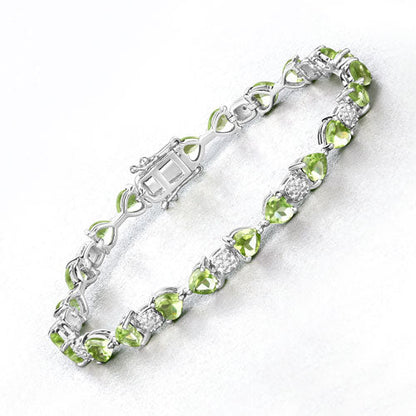 9.78 Carat Genuine Peridot and White Diamond .925 Sterling Silver Bracelet Bids.com