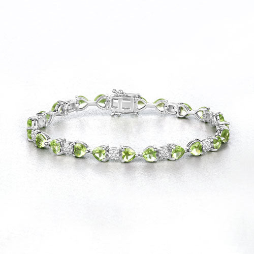 9.78 Carat Genuine Peridot and White Diamond .925 Sterling Silver Bracelet Bids.com