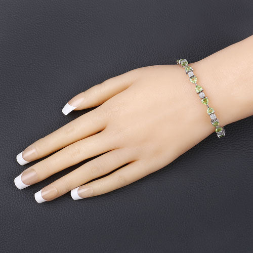 9.78 Carat Genuine Peridot and White Diamond .925 Sterling Silver Bracelet Bids.com